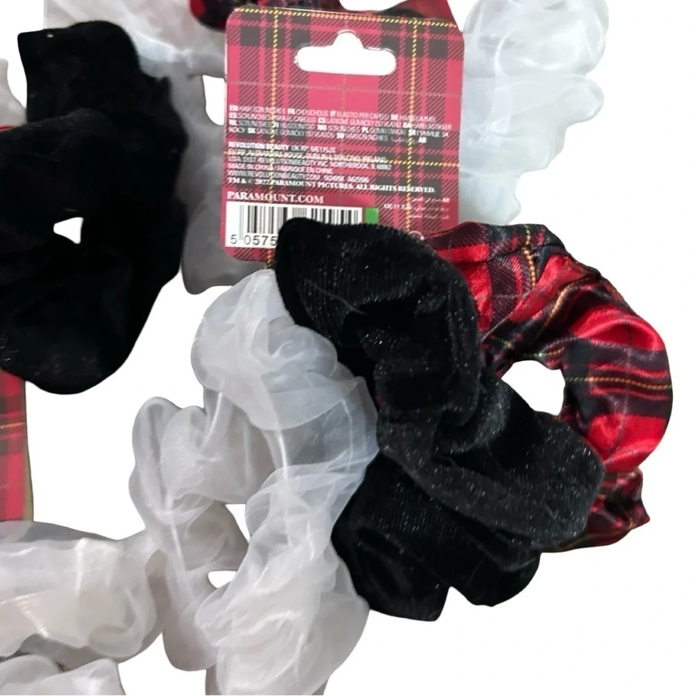Revolution Clueless Collab Red and Black Hair Scrunchies Set of 3 NWT